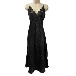 Vintage Satin Bead Lace Camisole Small Slip Dress Nightgown Whimsigoth Romantic